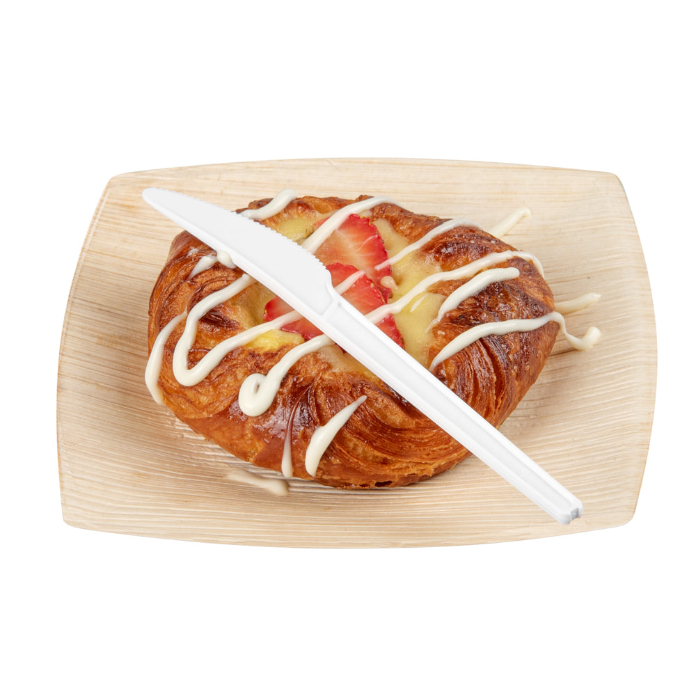 Basic Nature White CPLA Plastic Knife - Wrapped, Heat-Resistant, Compostable - 6 1/2" - 250 count box