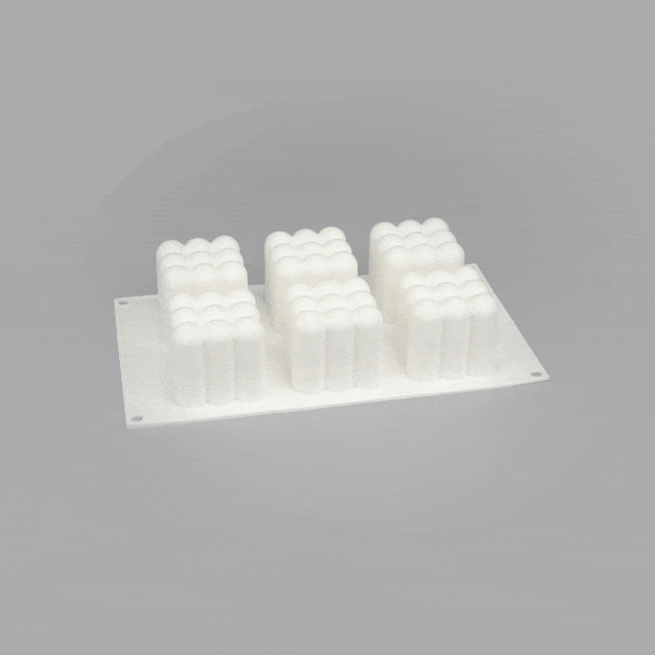 Pastry Tek Silicone Bubble Cube Baking Mold - 6-Compartment - 10 count box