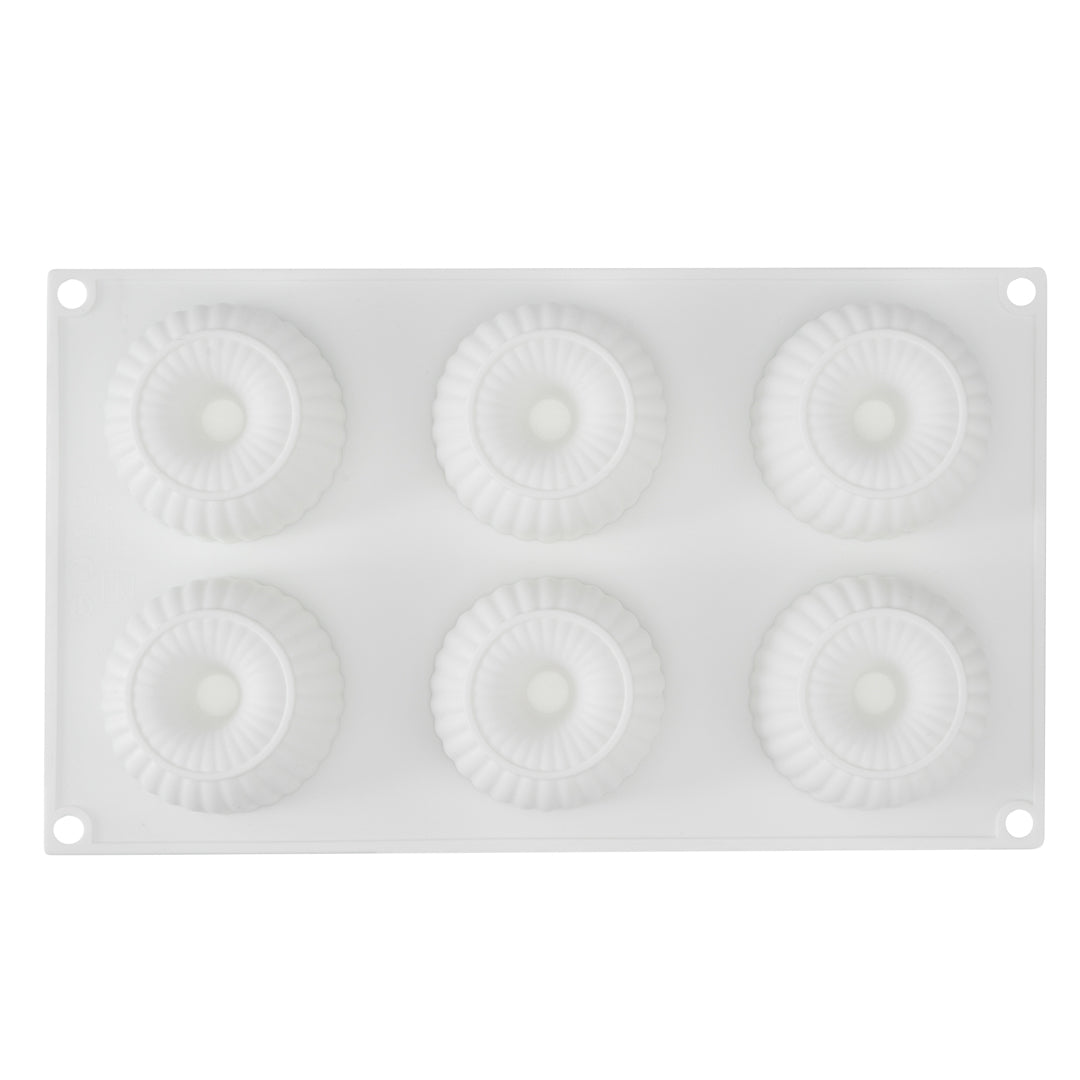Pastry Tek Silicone Ridged Donut - 6-Compartment - 10 count box