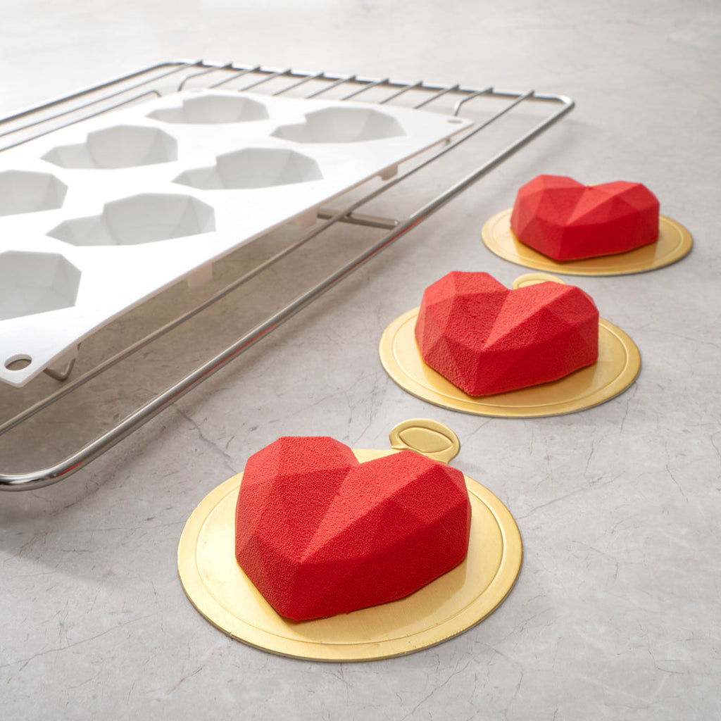 Pastry Tek Silicone Diamond Heart Baking Mold - 8-Compartment - 1 count box