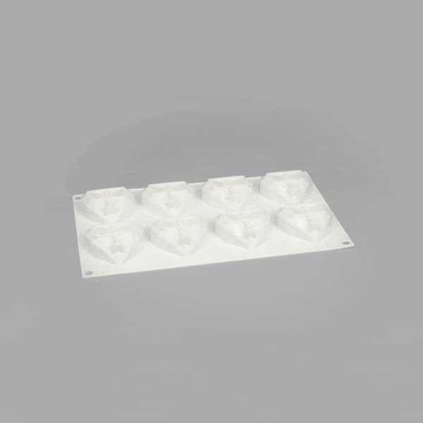 Pastry Tek Silicone Diamond Heart Baking Mold - 8-Compartment - 10 count box