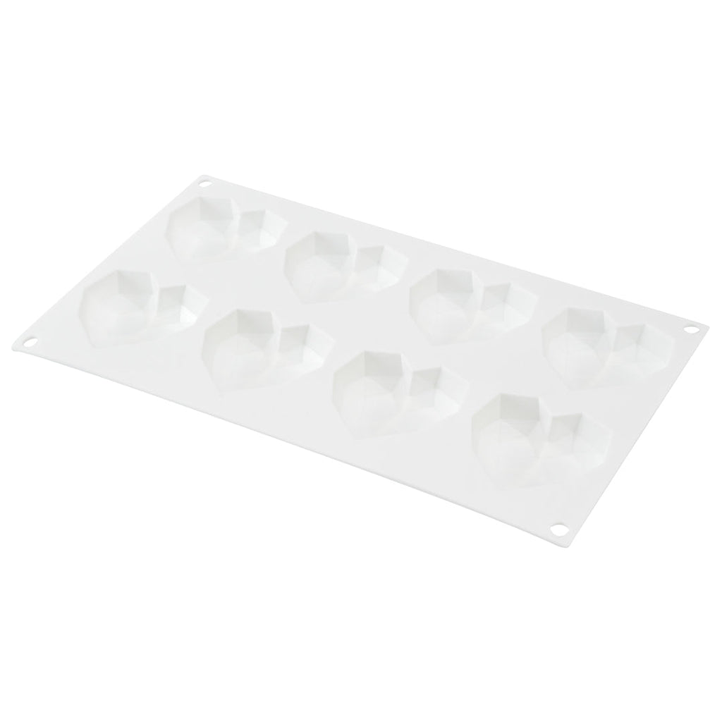 Pastry Tek Silicone Diamond Heart Baking Mold - 8-Compartment - 10 count box