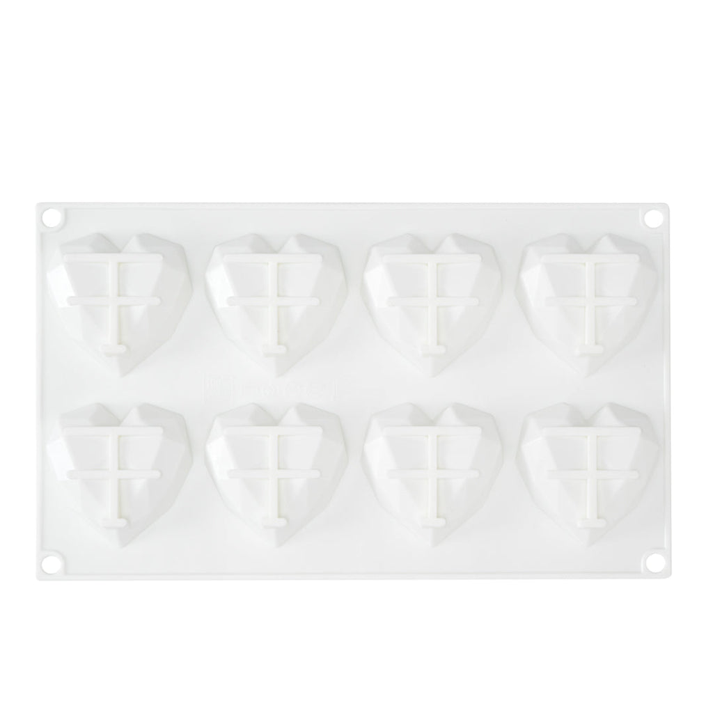Pastry Tek Silicone Diamond Heart Baking Mold - 8-Compartment - 10 count box