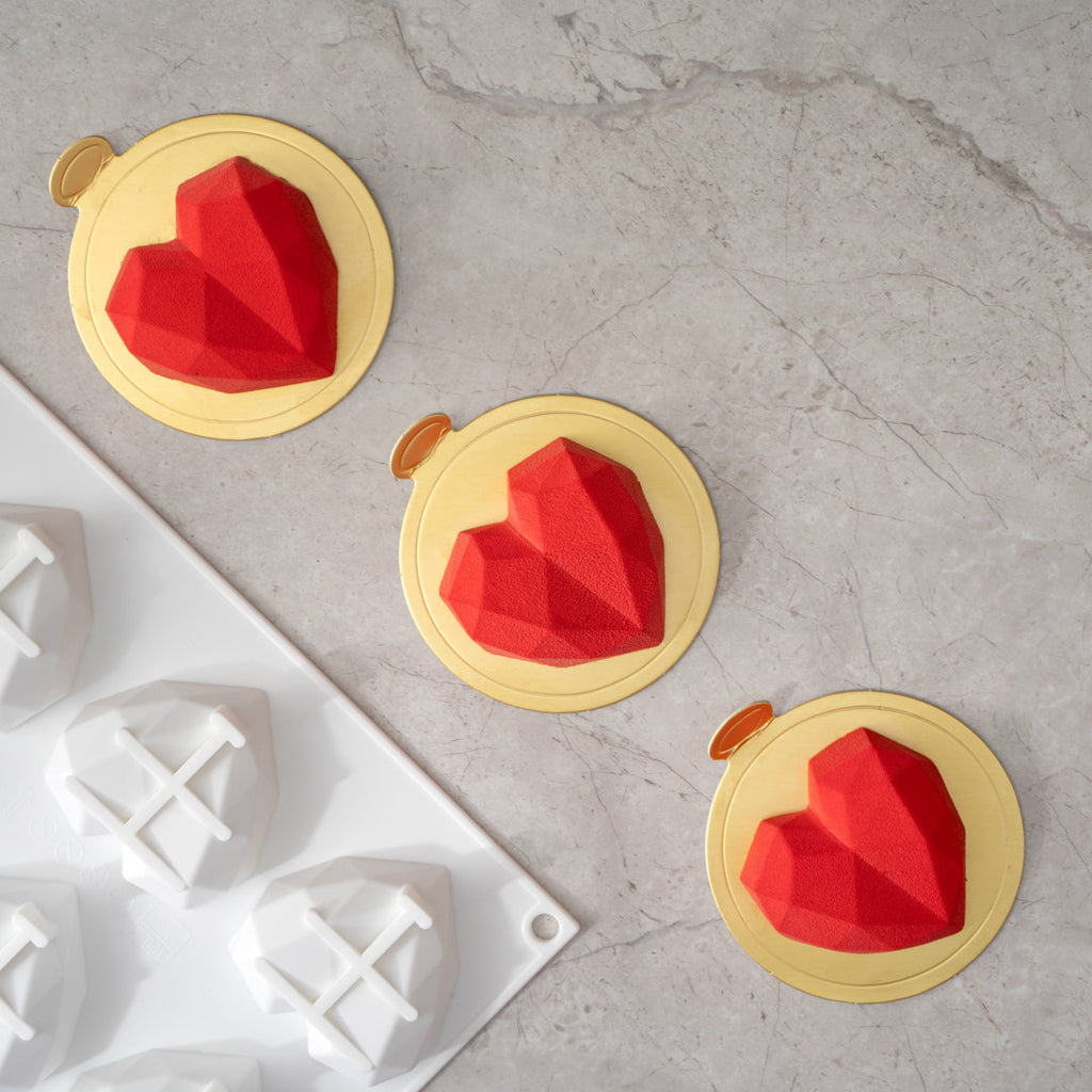 Pastry Tek Silicone Diamond Heart Baking Mold - 8-Compartment - 10 count box