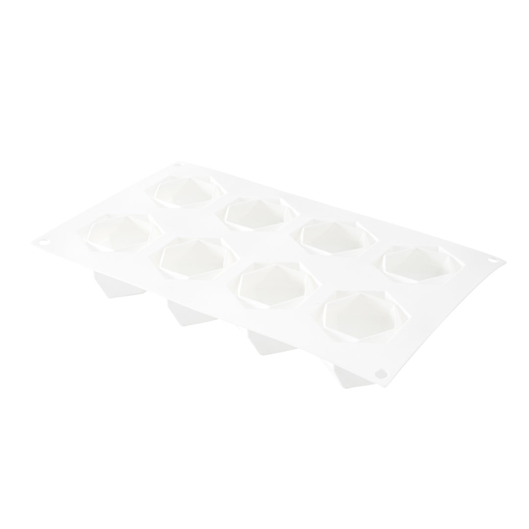 Pastry Tek Silicone Diamond Sphere Baking Mold - 8-Compartment - 10 count box