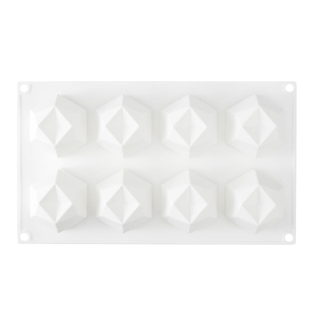 Pastry Tek Silicone Diamond Sphere Baking Mold - 8-Compartment - 10 count box
