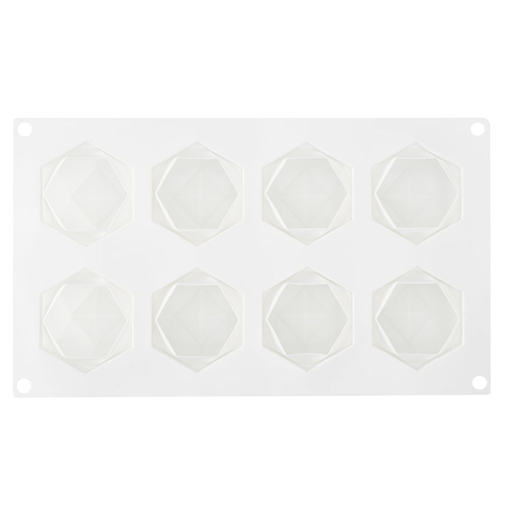 Pastry Tek Silicone Diamond Sphere Baking Mold - 8-Compartment - 10 count box