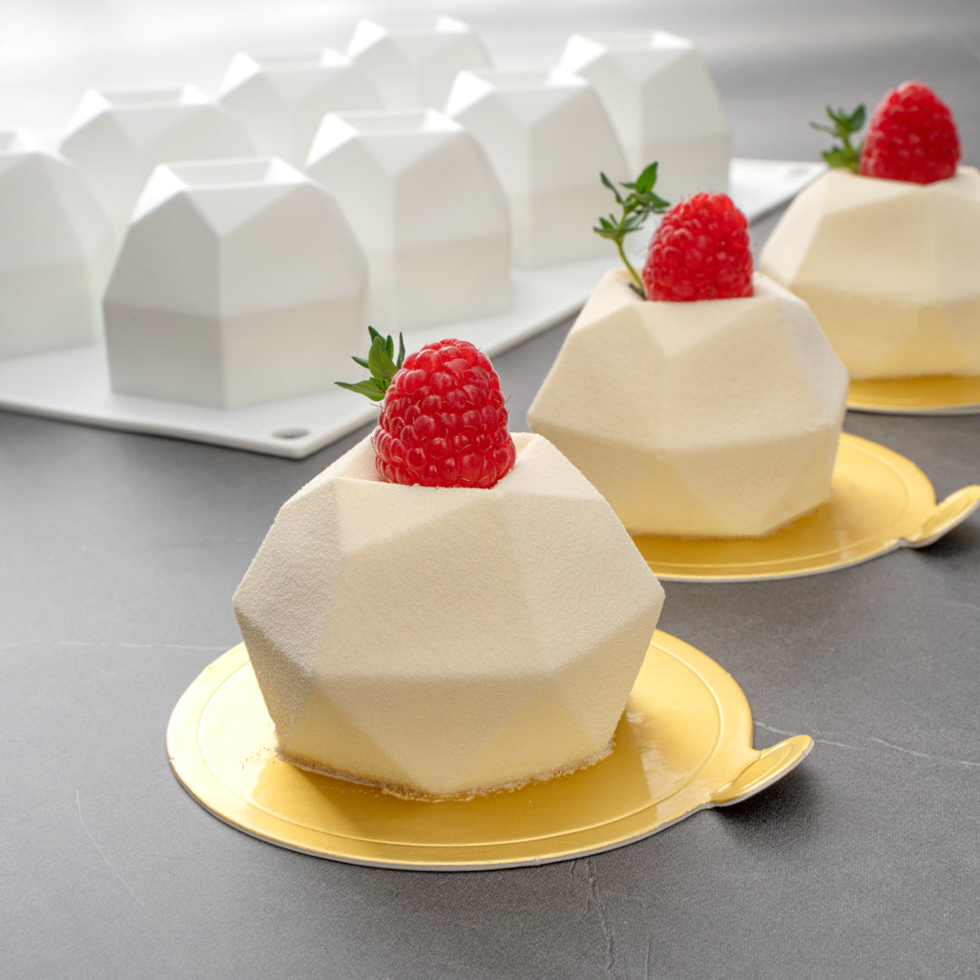 Pastry Tek Silicone Diamond Sphere Baking Mold - 8-Compartment - 10 count box