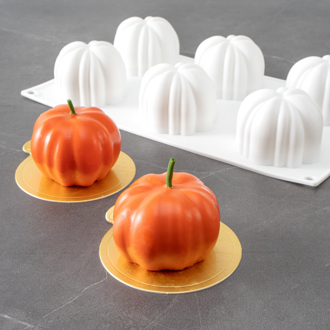 Pastry Tek Silicone Pumpkin Baking Mold - 6-Compartment - 10 count box