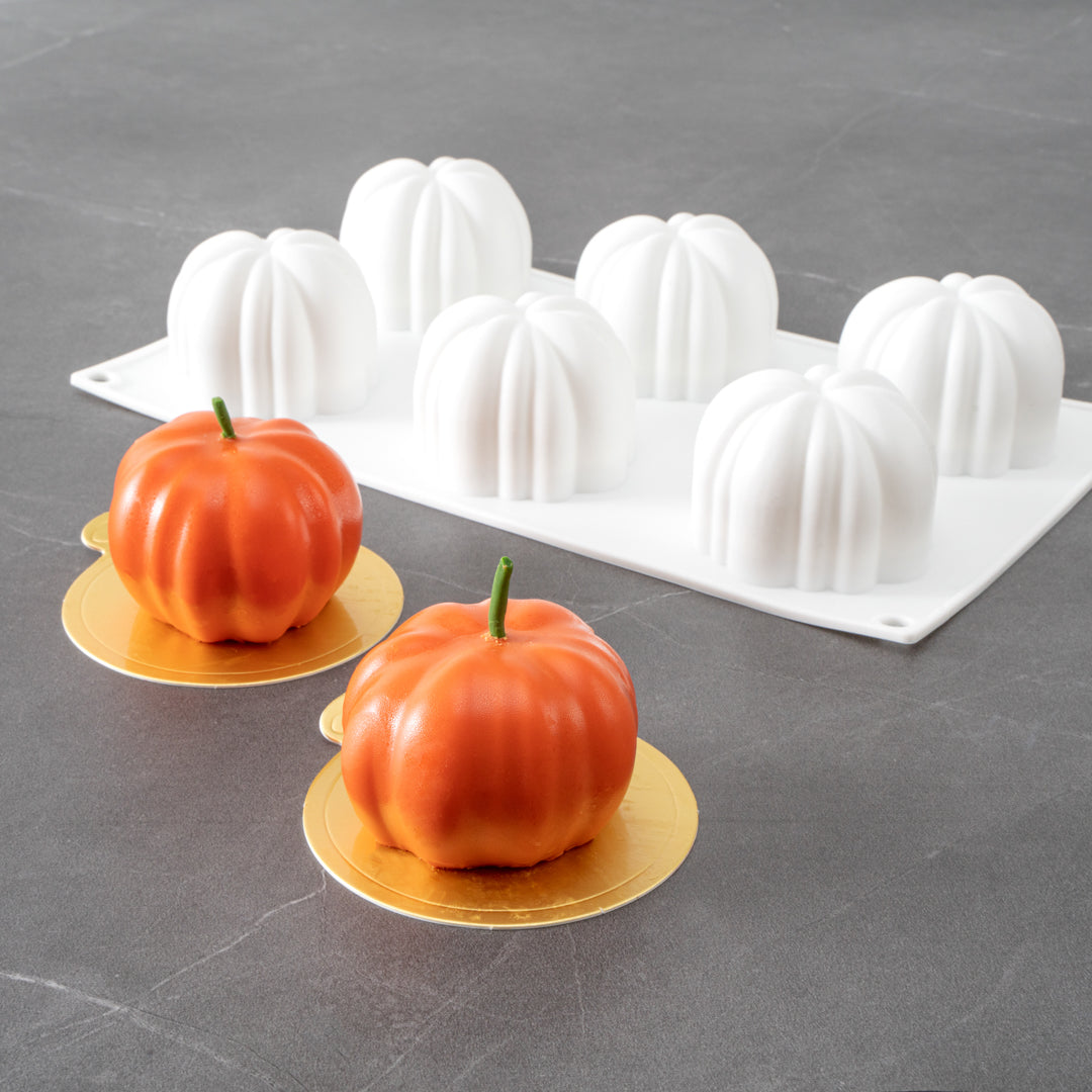 Pastry Tek Silicone Pumpkin Baking Mold - 6-Compartment - 10 count box