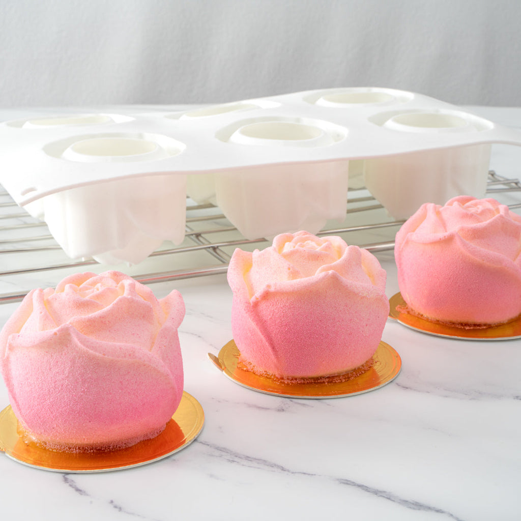 Pastry Tek Silicone Rose Baking Mold - 6-Compartment - 1 count box