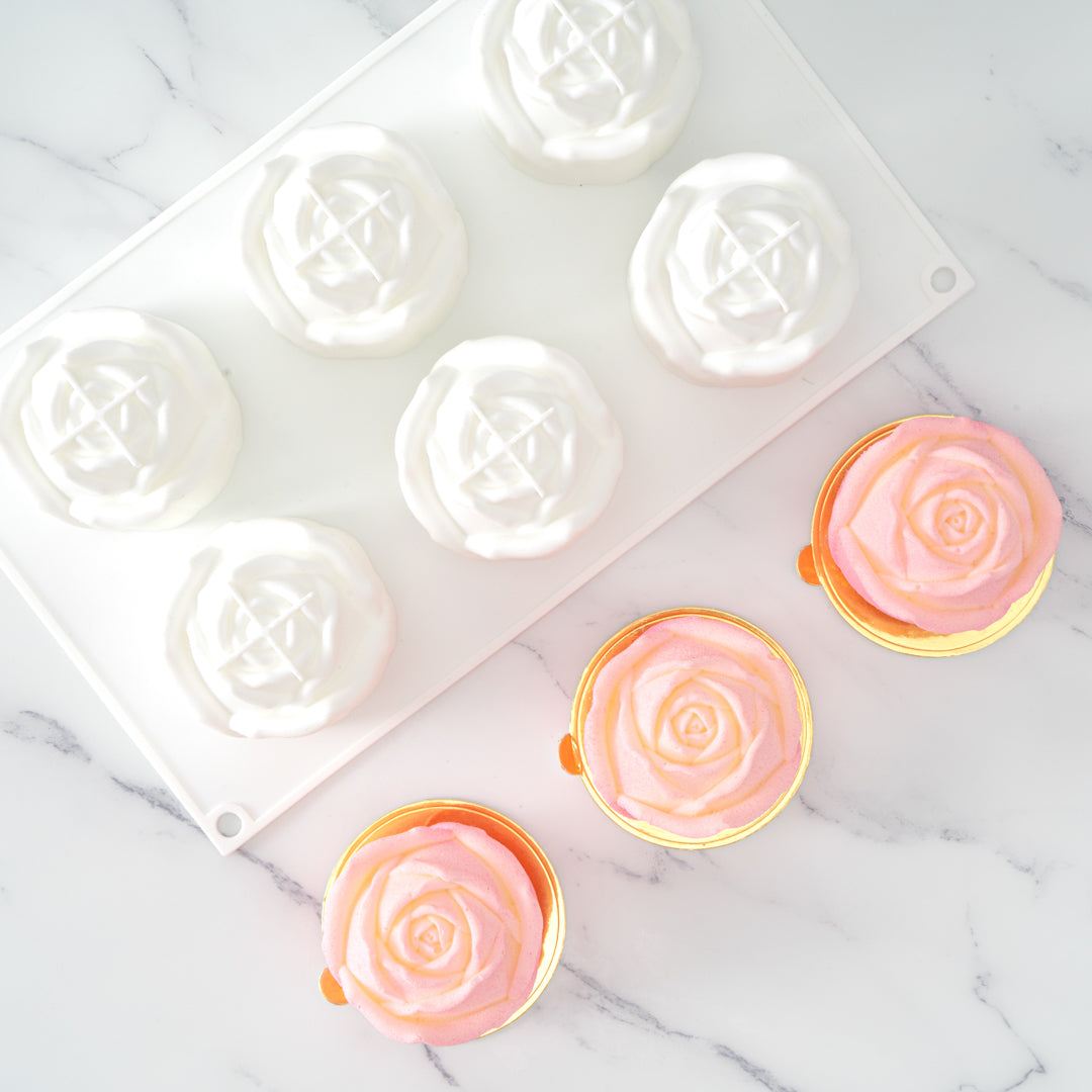 Pastry Tek Silicone Rose Baking Mold - 6-Compartment - 1 count box