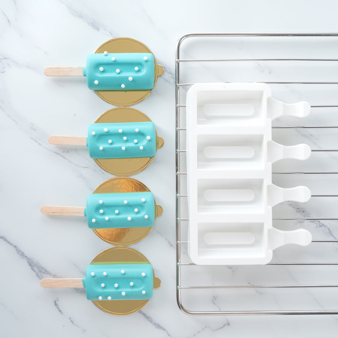 Pastry Tek Silicone Cylinder Popsicle Mold - 4-Compartment - 10 count box
