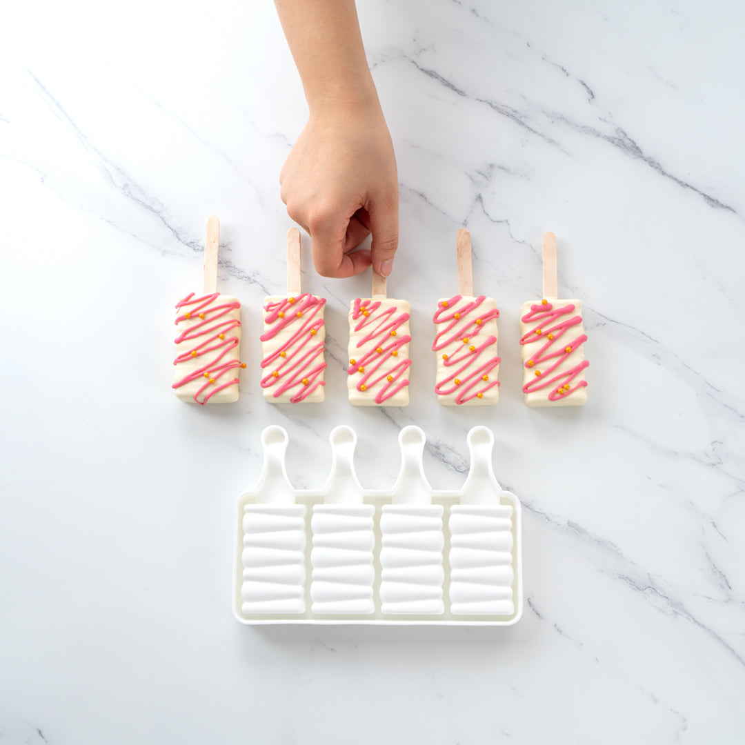 Pastry Tek Silicone Rectangle Popsicle Mold - 4-Compartment - 10 count box