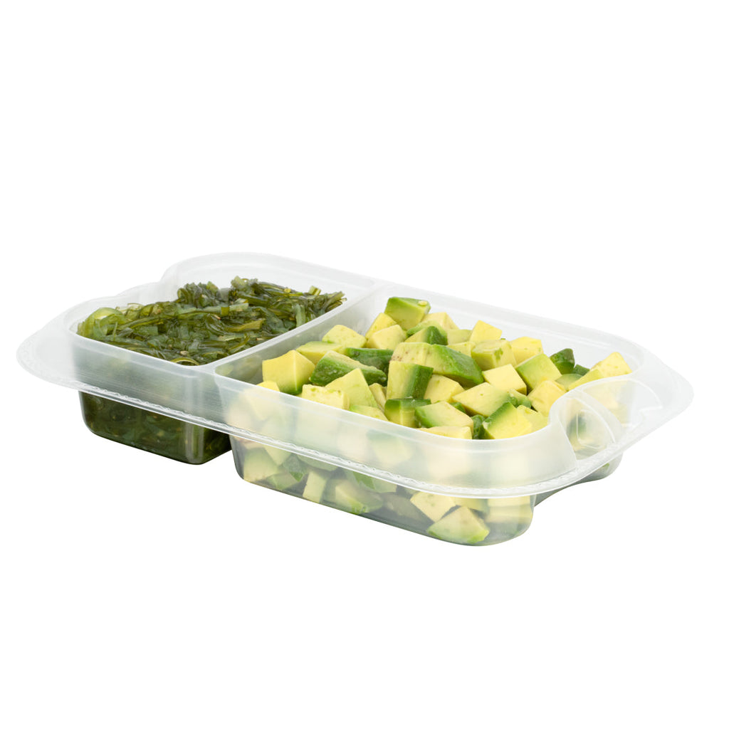 Futura 17 oz Clear Plastic 2-Compartment Insert Tray - Fits 46 oz Container, Microwavable - 100 count box