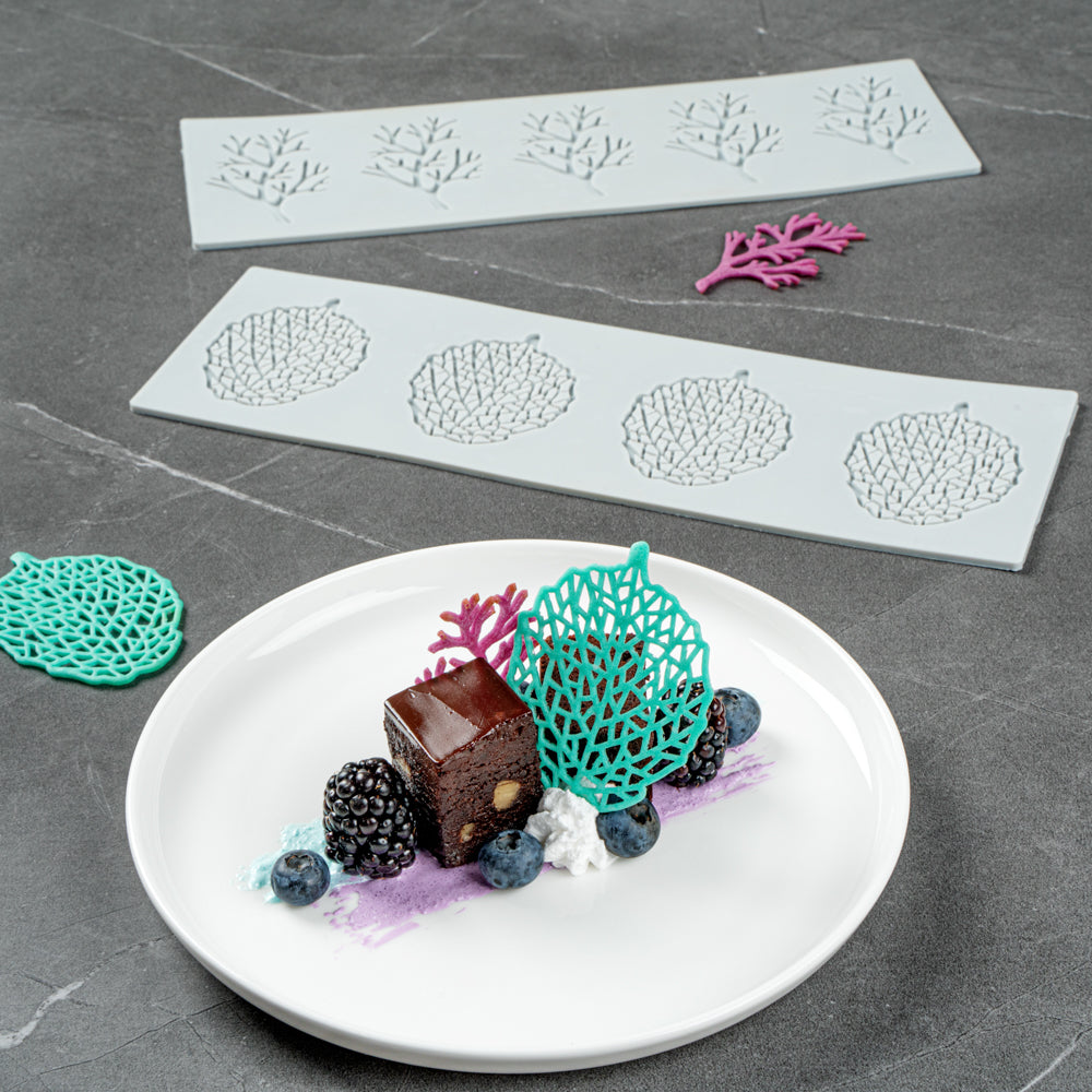 Pastry Tek Gray Silicone Autumn Leaf Fondant Impression Mat - 1 count box