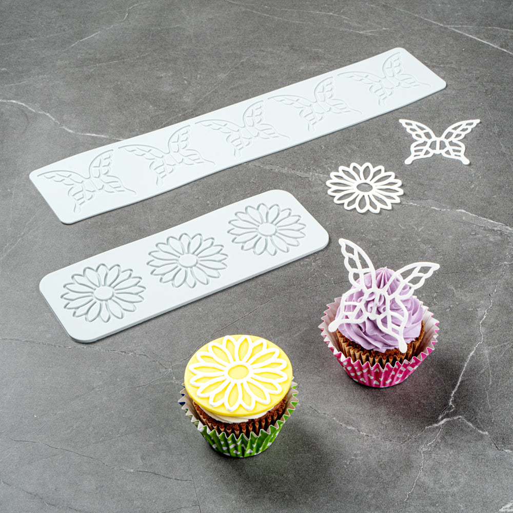 Pastry Tek Gray Silicone Flower Fondant Impression Mat - 1 count box