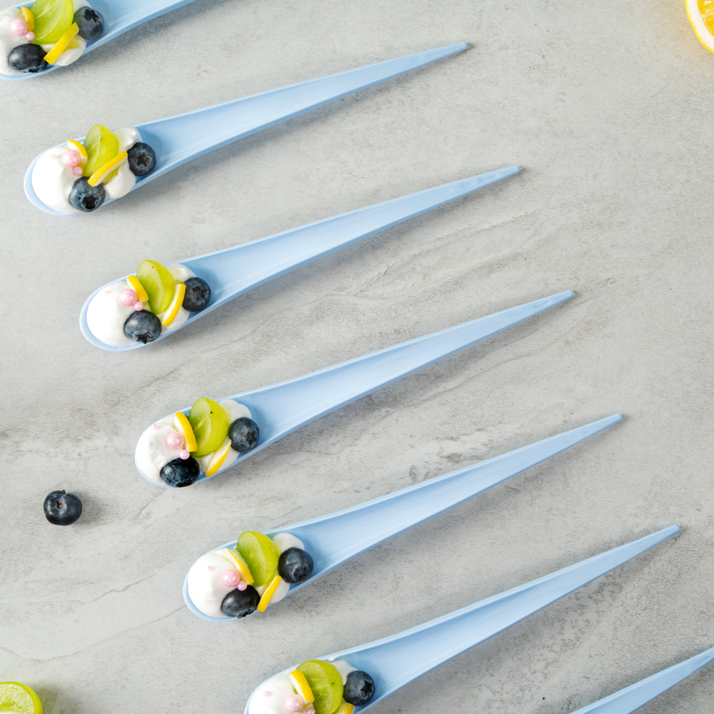 Chef 101 Blue Plastic Deco Party Spoon - 8" - 500 count box