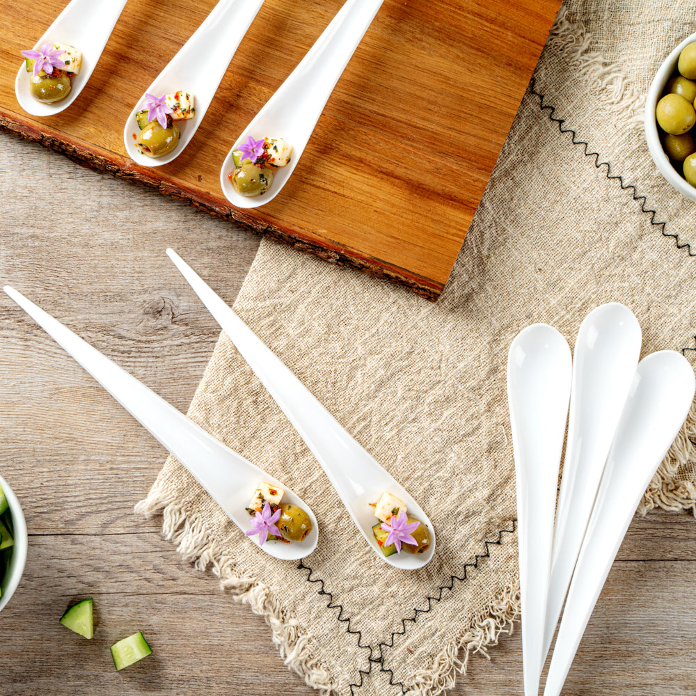 Chef 101 White Plastic Deco Party Spoon - 8" - 500 count box