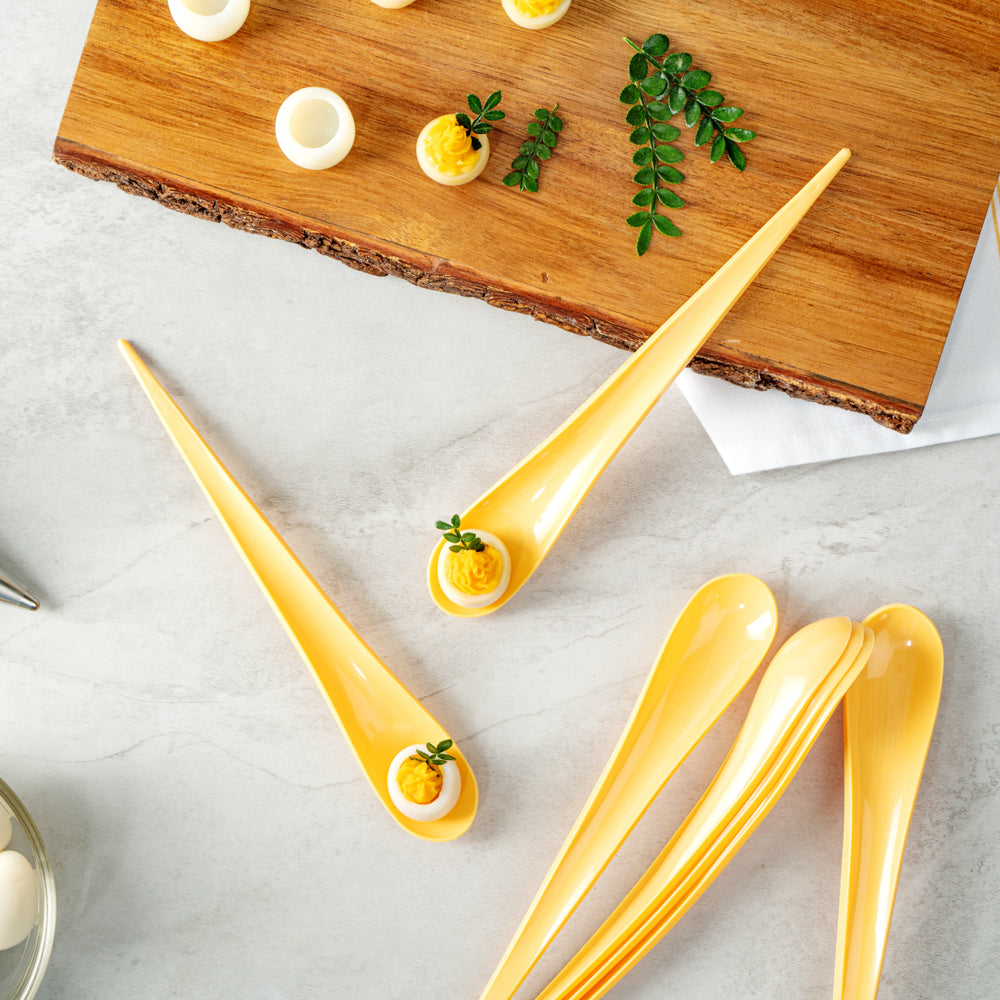 Chef 101 Yellow Plastic Deco Party Spoon - 8" - 500 count box