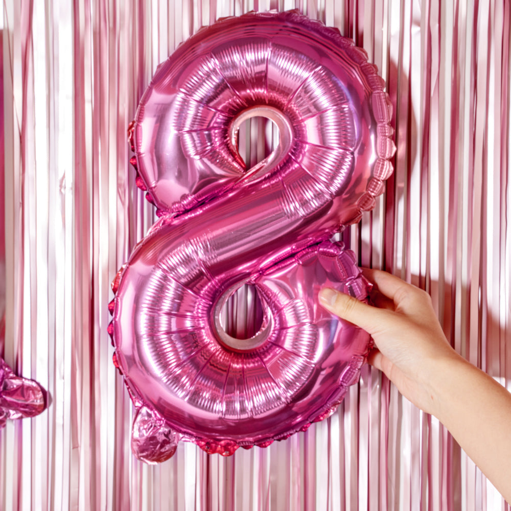 Balloonify Pink Mylar Number 8 Balloon - 16" - 1 count box