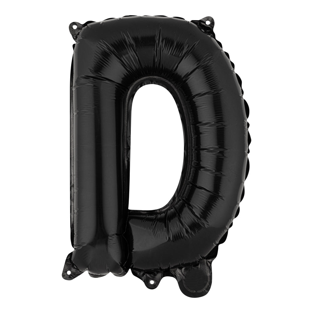Balloonify Black Mylar Letter D Balloon - 16" - 1 count box