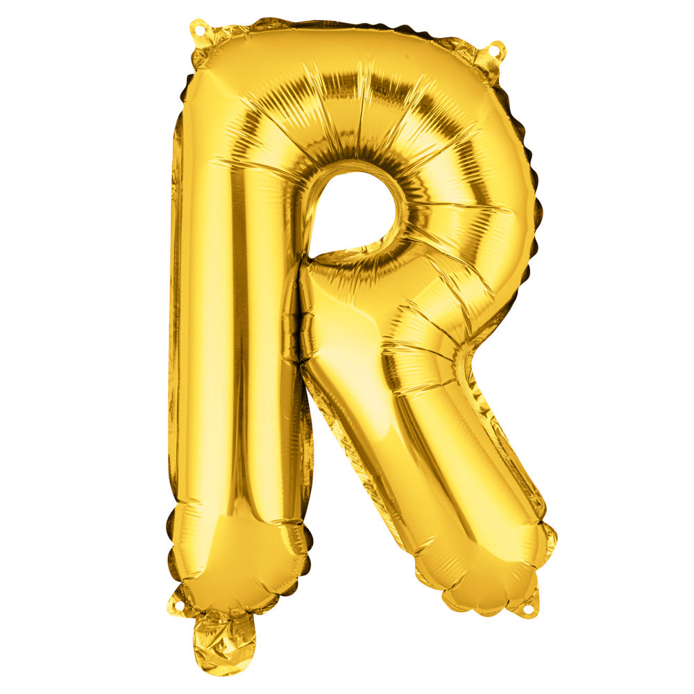 Balloonify Gold Mylar Letter R Balloon - 16" - 1 count box