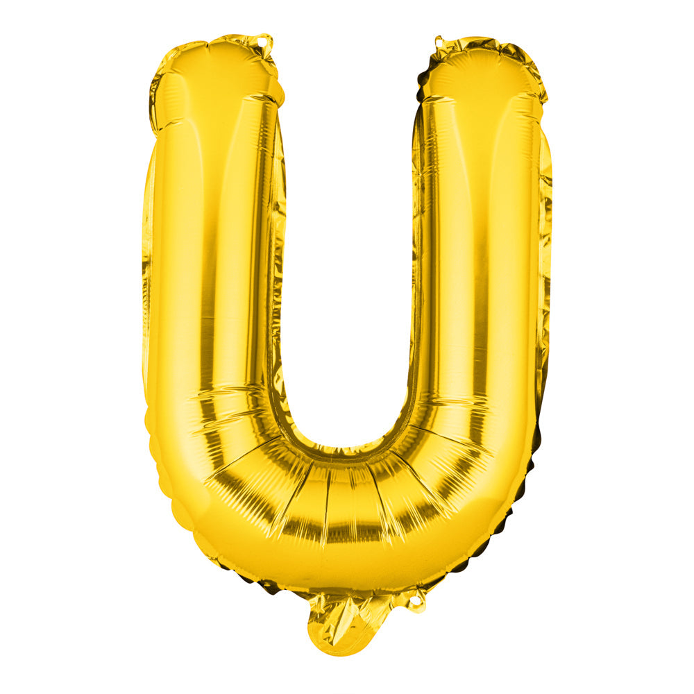 Balloonify Gold Mylar Letter U Balloon - 16" - 1 count box