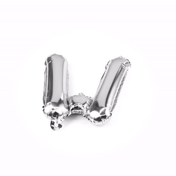 Balloonify Silver Mylar Letter W Balloon - 16" - 1 count box