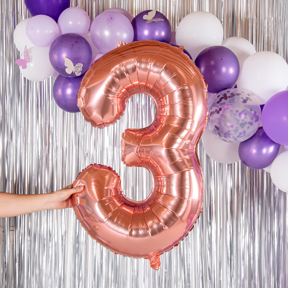 Balloonify Rose Gold Mylar Number 3 Balloon - 40" - 1 count box