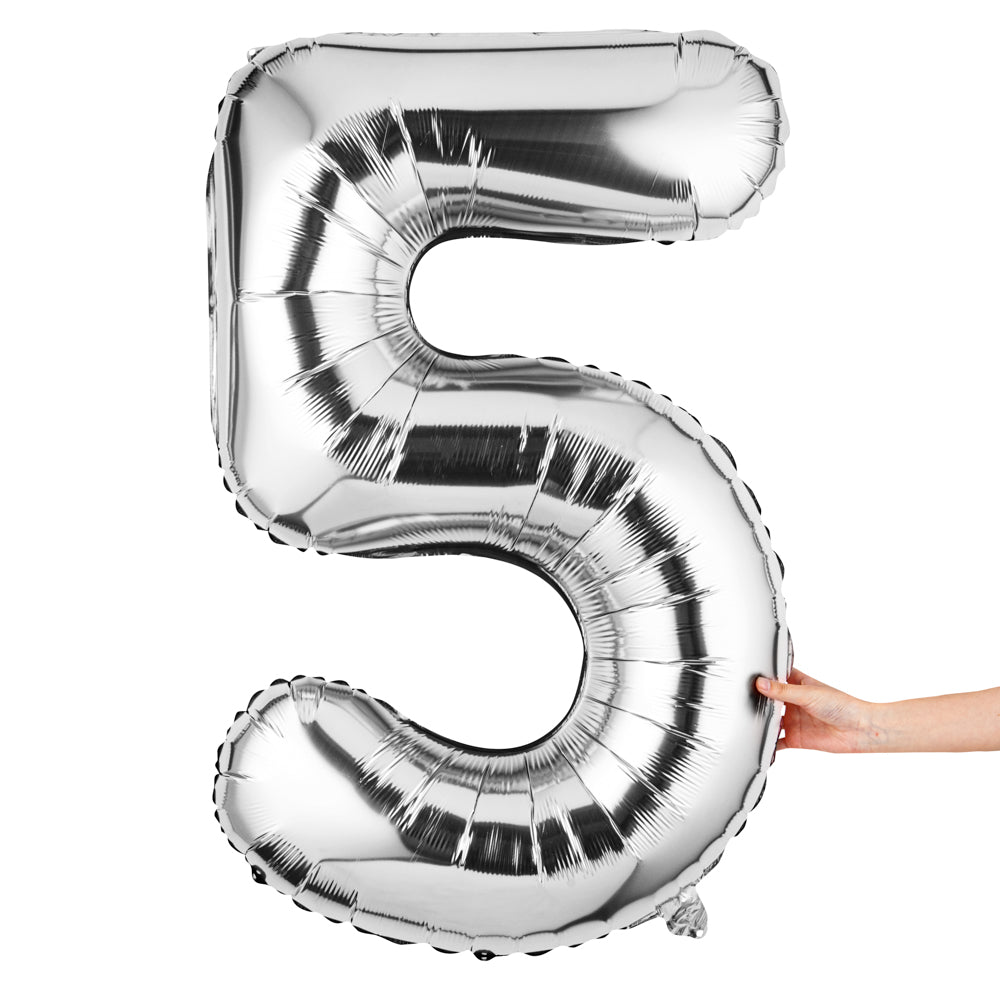 Balloonify Silver Mylar Number 5 Balloon - 40" - 1 count box