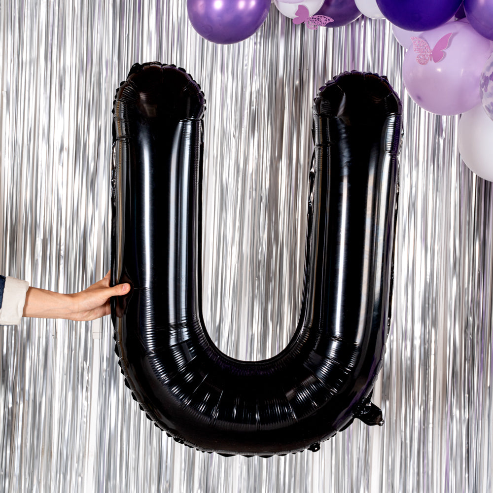 Balloonify Black Mylar Letter U Balloon - 40" - 1 count box