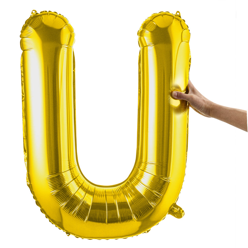 Balloonify Gold Mylar Letter U Balloon - 40" - 1 count box