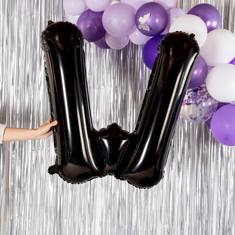 Balloonify Black Mylar Letter W Balloon - 40" - 1 count box