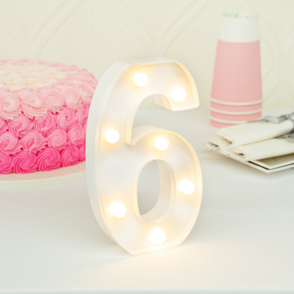 Illumify White LED Marquee Number 6 Sign - 8 3/4" - 1 count box