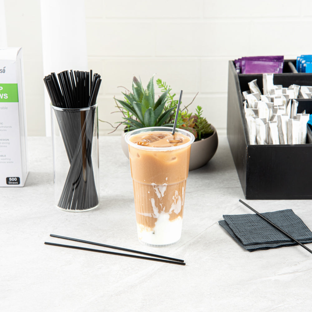 Restpresso Black Plastic Coffee Stirrer / Sip Straw - 7" - 5000 count box