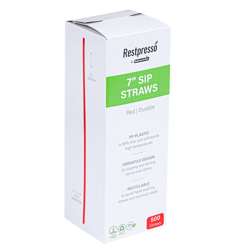Restpresso Red Plastic Coffee Stirrer / Sip Straw - 7" - 5000 count box
