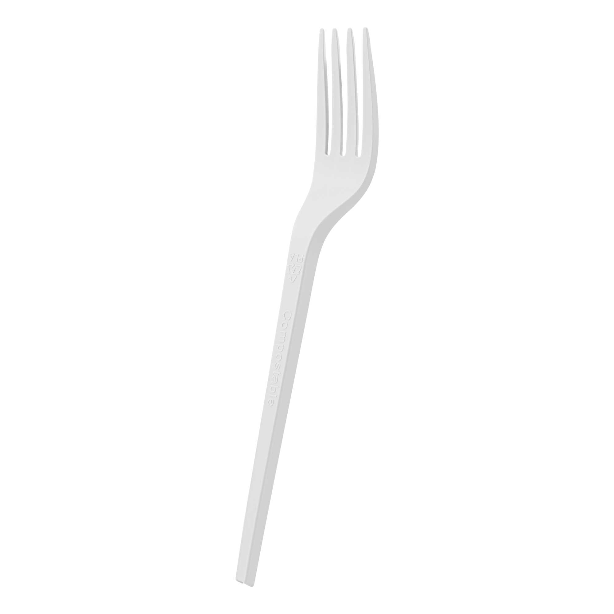 Basic Nature White CPLA Plastic Fork - Compostable Wrapper, Heat-Resistant - 6 1/2" - 250 count box