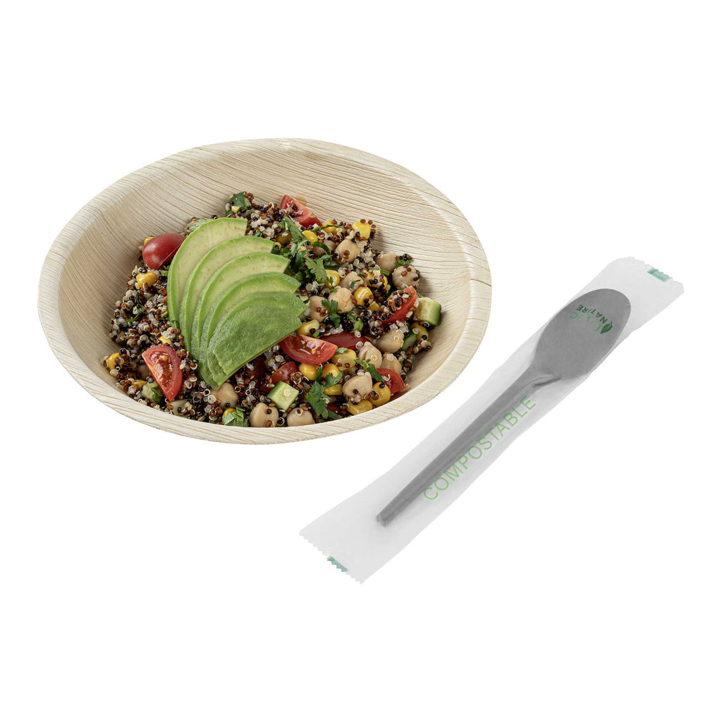Basic Nature Black CPLA Plastic Spoon - Compostable Wrapper, Heat-Resistant - 6 1/2" - 250 count box