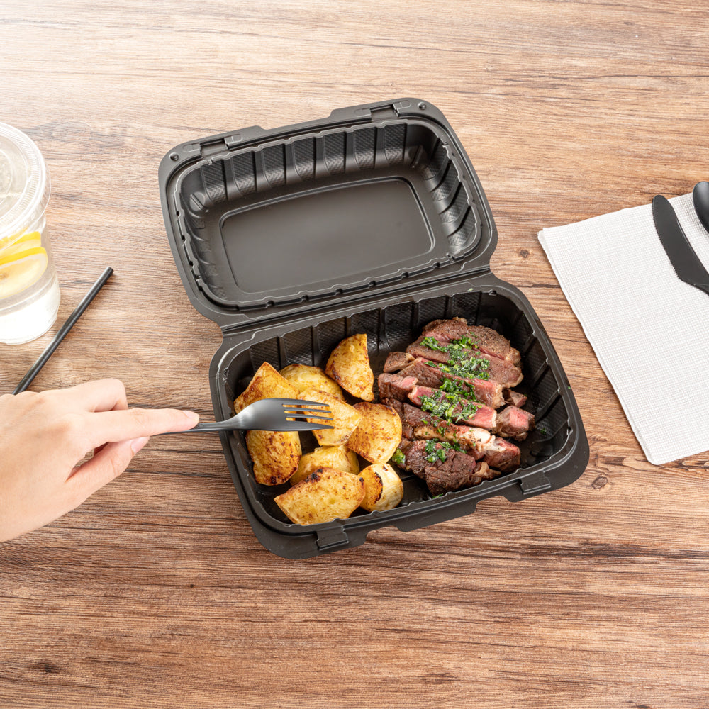 Basic Nature Black CPLA Plastic Cutlery Set - Heat-Resistant, Compostable - 7 1/2" - 290 count box