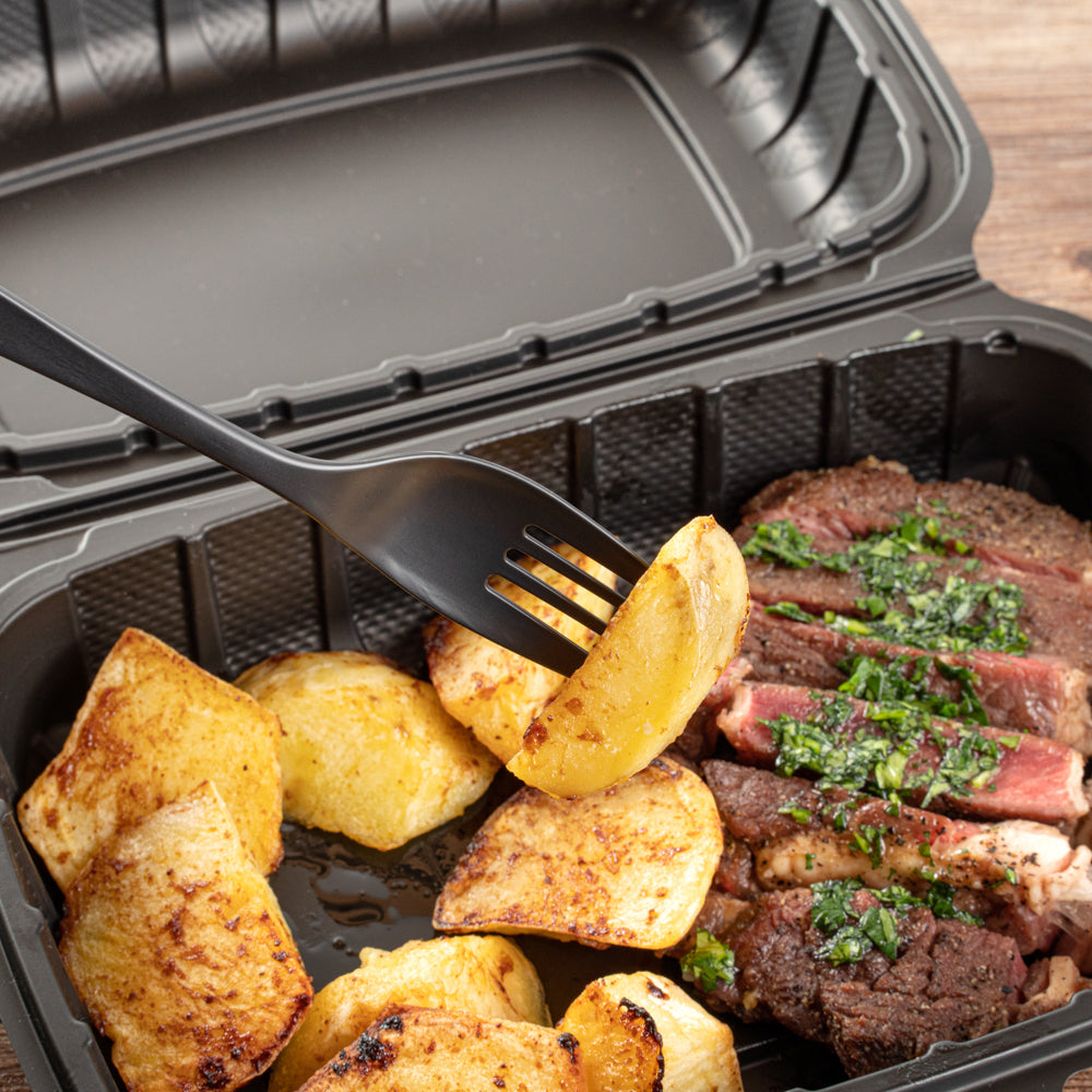 Basic Nature Black CPLA Plastic Cutlery Set - Heat-Resistant, Compostable - 7 1/2" - 290 count box