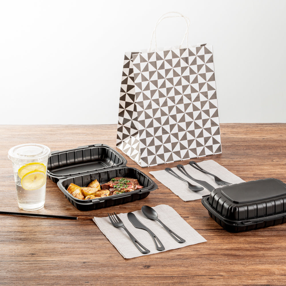 Basic Nature Black CPLA Plastic Cutlery Set - Heat-Resistant, Compostable - 7 1/2" - 290 count box