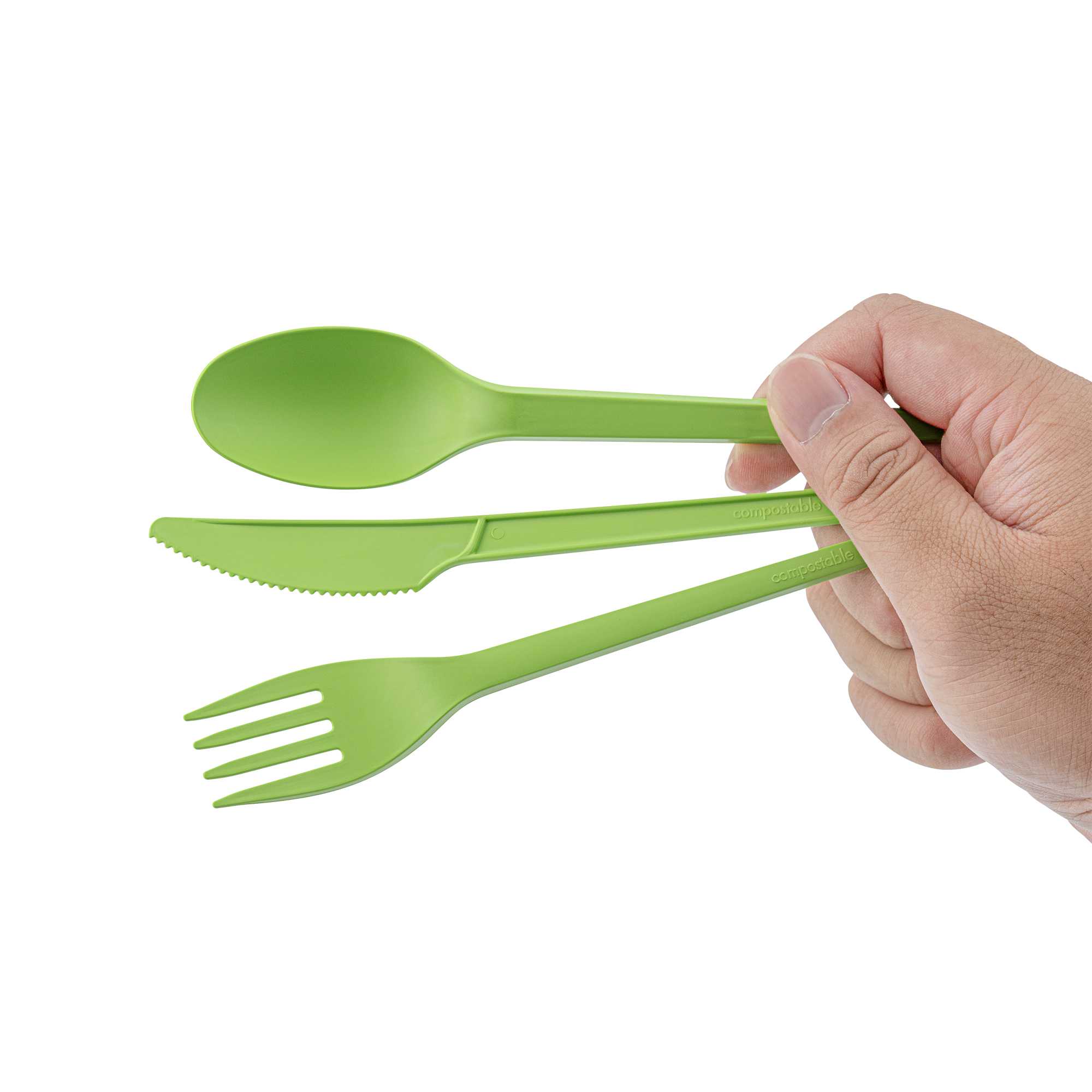 Basic Nature Green CPLA Plastic Cutlery Set - Heat-Resistant, Compostable - 6 1/2" - 290 count box