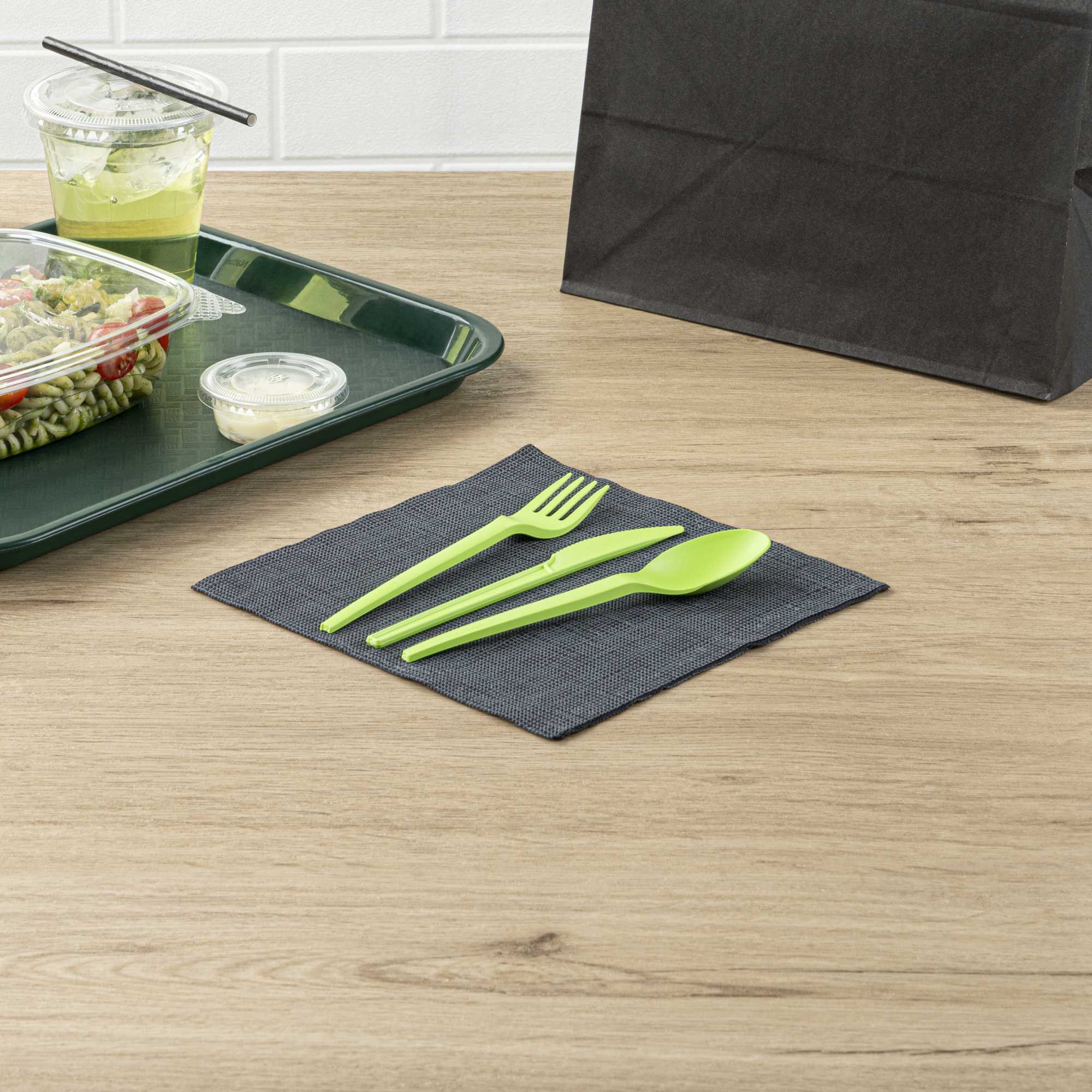 Basic Nature Green CPLA Plastic Cutlery Set - Heat-Resistant, Compostable - 6 1/2" - 290 count box