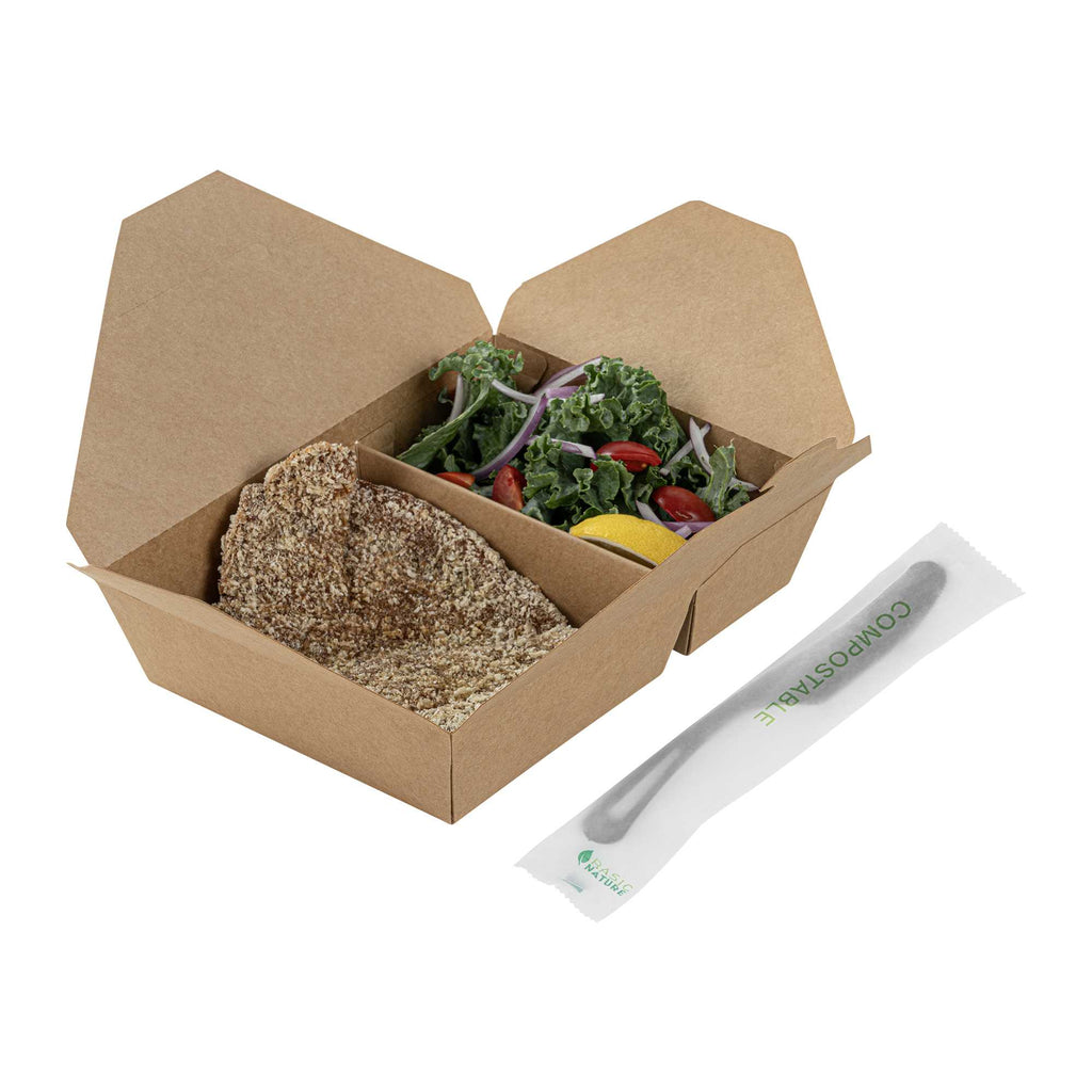 Basic Nature Black CPLA Plastic Knife - Compostable Wrapper, Heat-Resistant - 7 1/2" - 250 count box