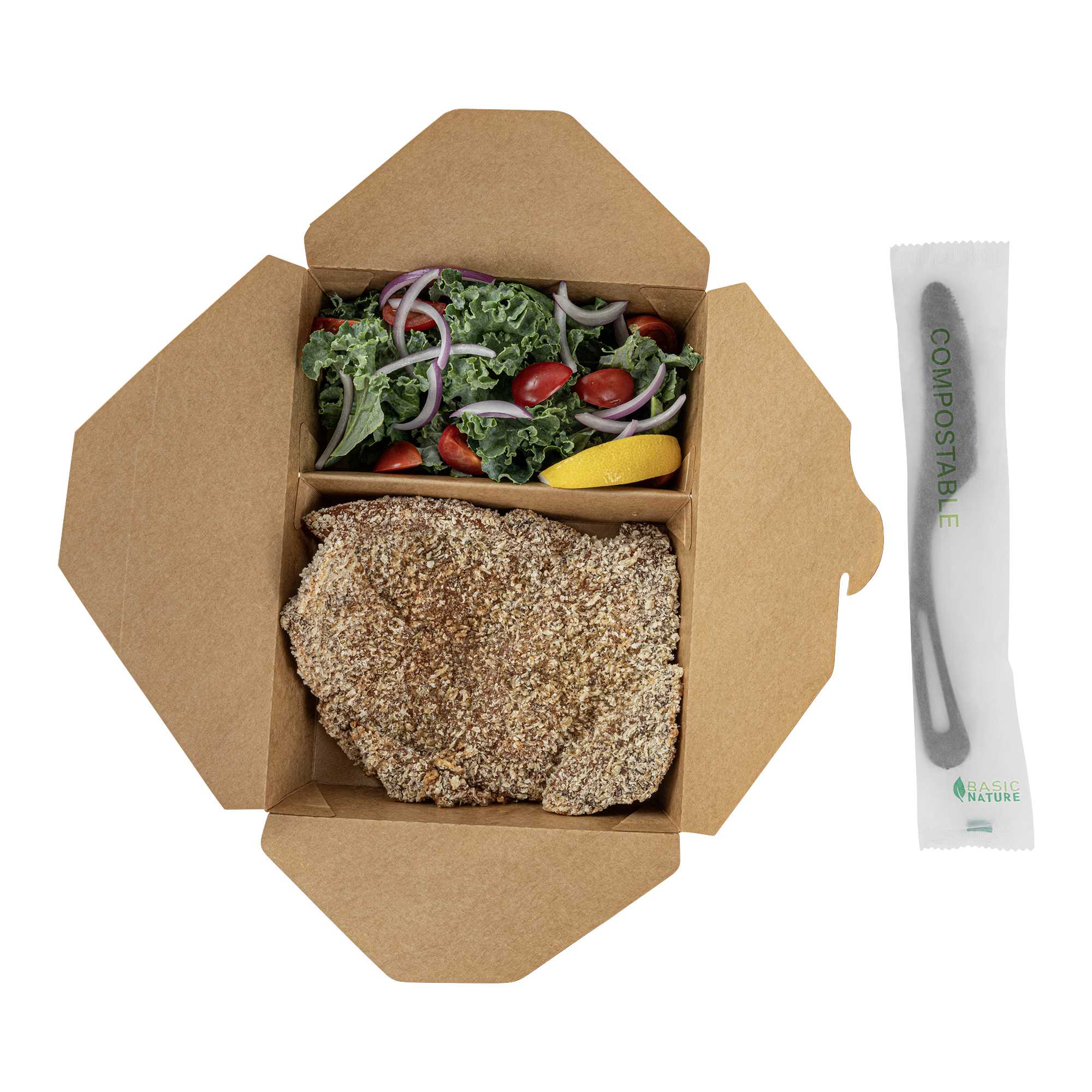 Basic Nature Black CPLA Plastic Knife - Compostable Wrapper, Heat-Resistant - 7 1/2" - 250 count box