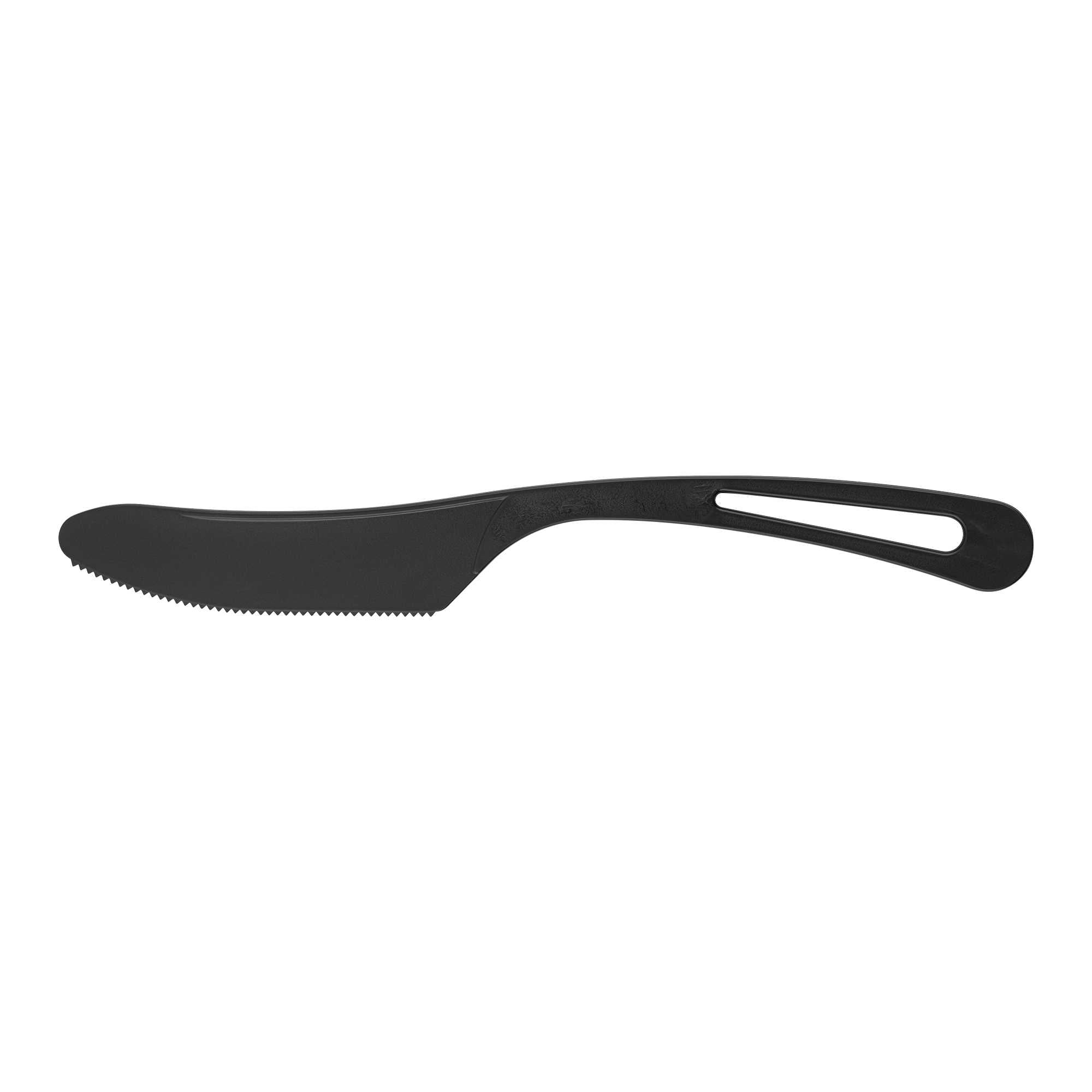 Basic Nature Black CPLA Plastic Knife - Compostable Wrapper, Heat-Resistant - 7 1/2" - 250 count box