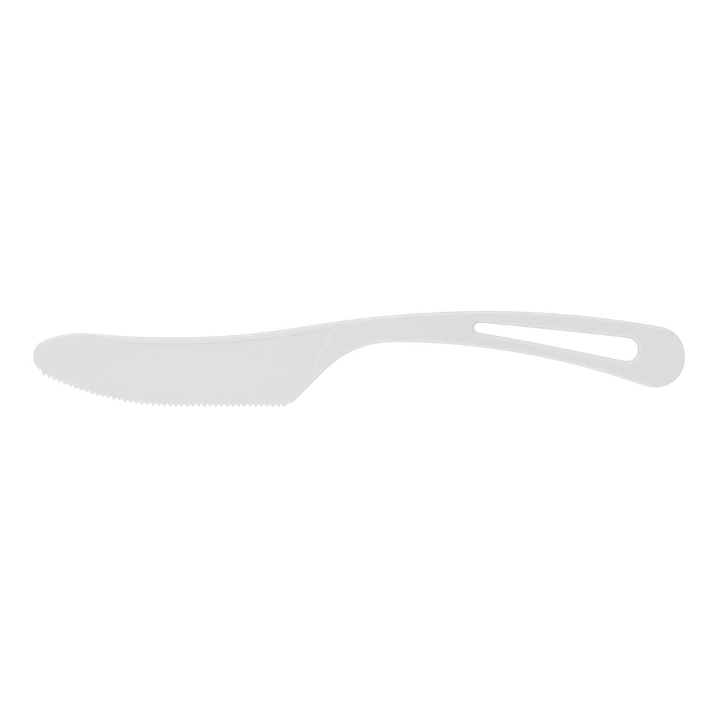 Basic Nature White CPLA Plastic Knife - Compostable Wrapper, Heat-Resistant - 7 1/2" - 250 count box