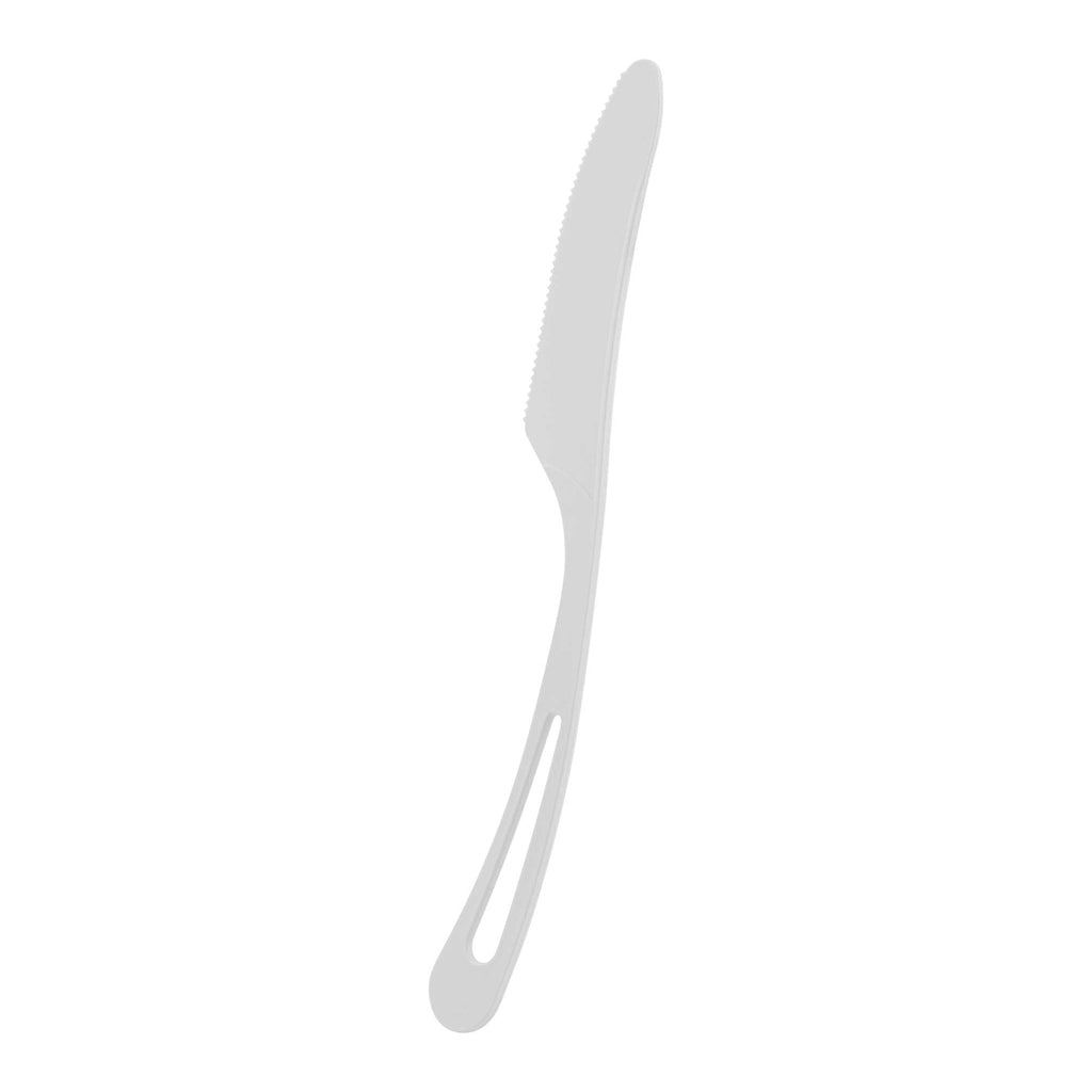 Basic Nature White CPLA Plastic Knife - Compostable Wrapper, Heat-Resistant - 7 1/2" - 250 count box