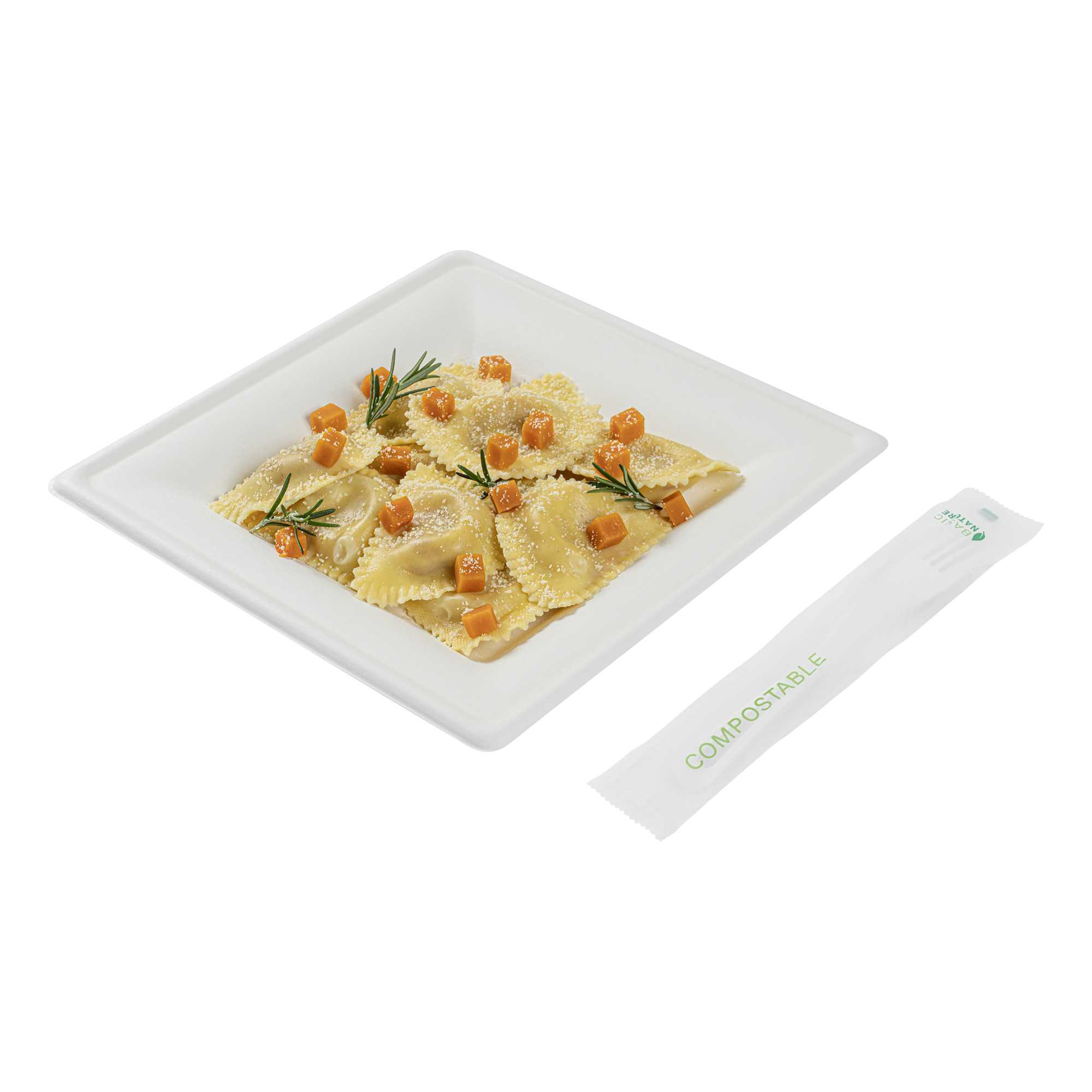 Basic Nature White CPLA Plastic Fork - Compostable Wrapper, Heat-Resistant - 7 1/2" - 250 count box